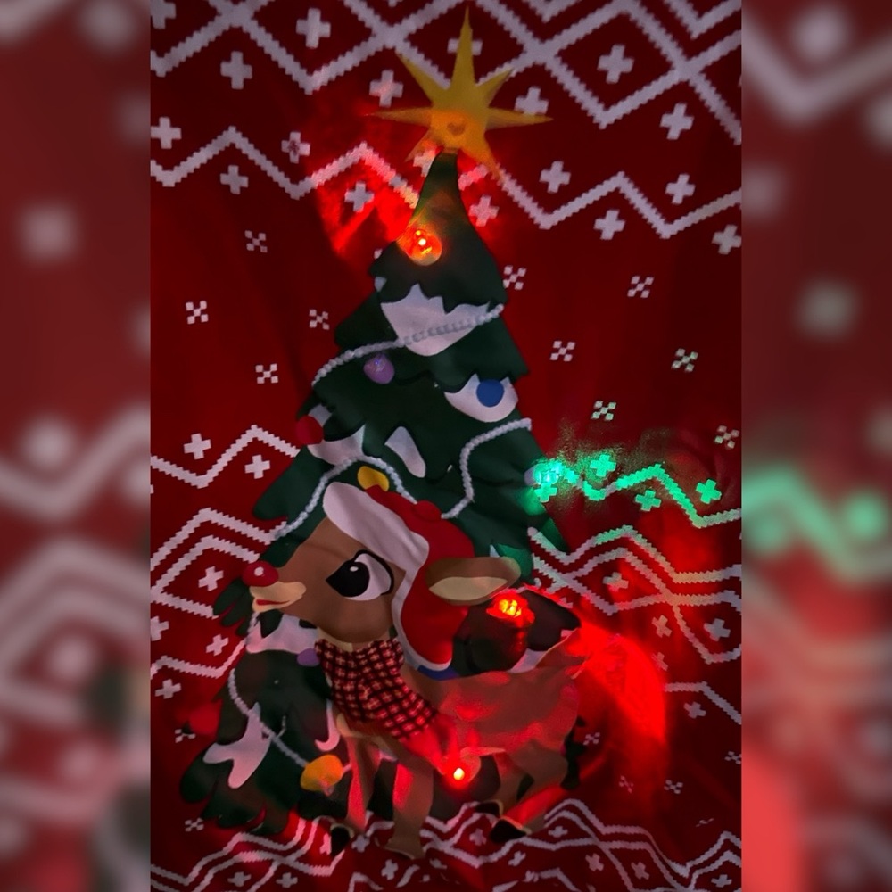 Rudolph the Red-Nosed Reindeer Light up Ugly Festive Christmas Sweater 2XL Works